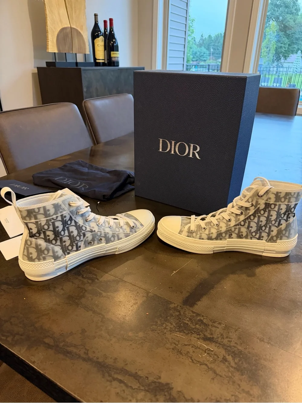 Dior Gray Dior Oblique High-Top Sneakers